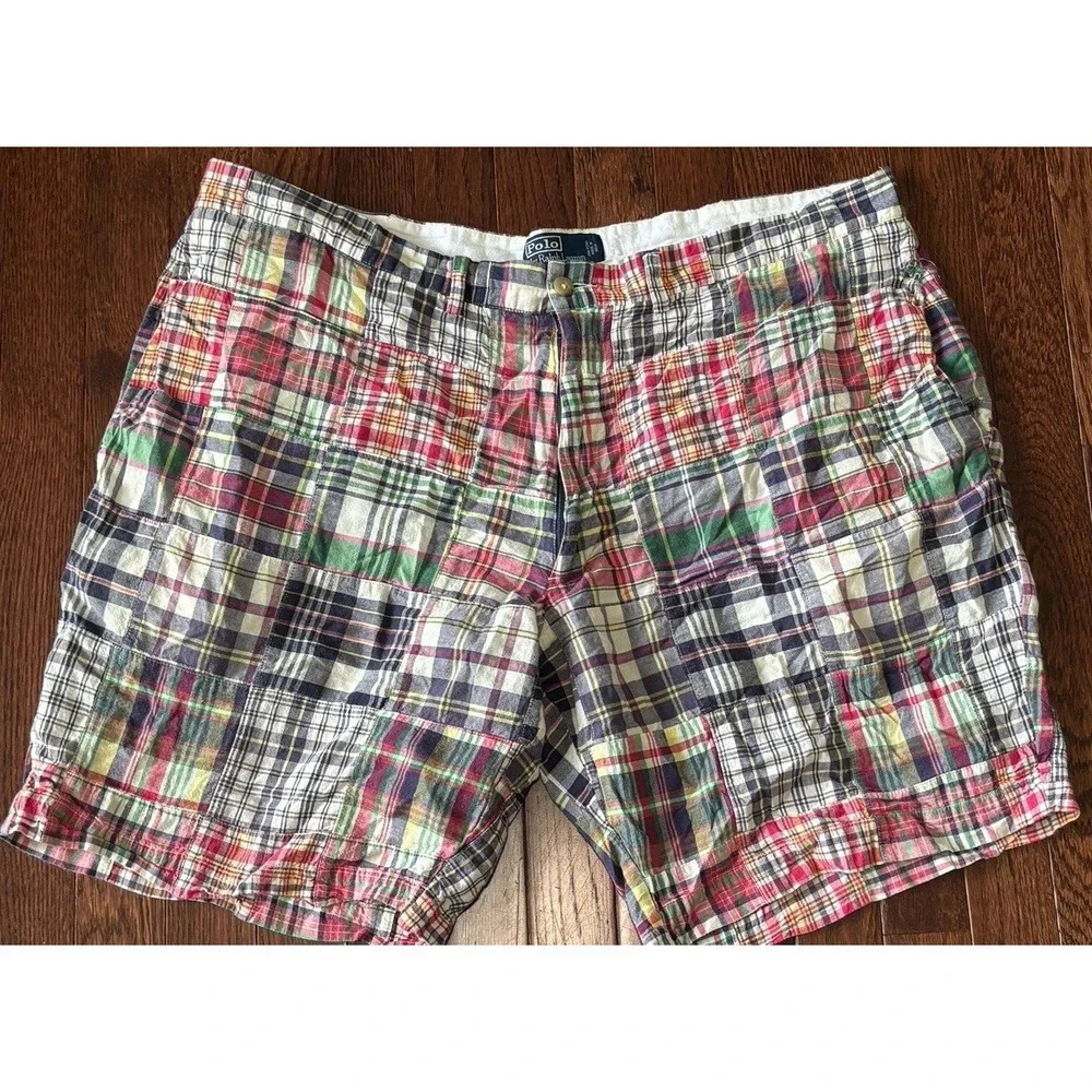 Polo Ralph Lauren Shorts Mens 42 Multicolor Madras Patchwork 42x9